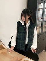 レンティルオーバーフィットウェロンチェックパッデッドベスト