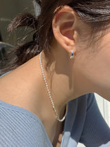 [92.5silver] bulky drop one-touch earrings (silver) 