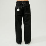CONTRAST COTTON WIDE PANTS (BLACK) (6603666980982)