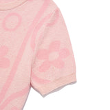 チェリージャカードパターンショートスリーブカーディガン / CHERRY JACQUARD PATTERN SHORT SLEEVE CARDIGAN [PINK]