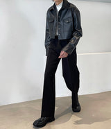 フレンチ レザー クロップジャケット / MO French Leather Cropped Jacket (2 colors)