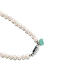 [NIROSERENDIPITY] HEART TURQUOISE PEARL NECKLACE (6658085453942)