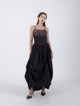 アンバランスシャーリングワンピース / UNBALANCED SHIRRING LONG DRESS