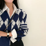 ポイントクロップアーガイルカーディガン / Point Crop Argyle Cardigan
