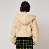 SHEARLING HOOD JUMPER, CUSTARD