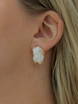 Daily Artistic Gold earring_S(White) (6642407211126)