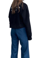 プリントクロップドスウェット/Print Cropped Sweat-BLACK