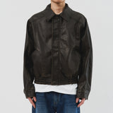 Dad Pigment Leather Jacket (2color)