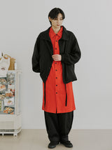 ユニセックスワイドスリーブロングシャツ/unisex wide sleeve long shirts red