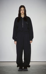  HAIF-ZIP HOODIE (CROP)_NAVY