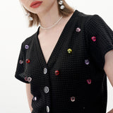 Strawberry Cardigan [Black] (6593116831862)