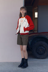 COLOR MIX RAGLAN HOODIE ZIP UP [RED]
