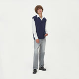 LAMBSWOOL V NECK KNIT VEST_NAVY (6612831797366)