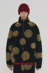 COIN JACQUARD FLEECE JACKET / BLACK (6601036988534)