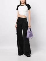 Logo crystal-embellished raw-cut T-shirt