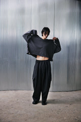 VINTAGE P. DYEING CUT-OUT CROP-TEE (Charcoal) / ビンテージダイングアウトクロップT