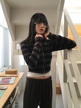 Chipo ストライプブラッシュクロップジップアップ