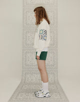 グラニースクエアハーフジップアップスウェット/GRANNY SQUARE HALF ZIP UP SWEATSHIRT CREAM