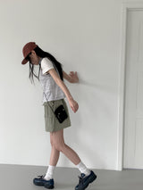 アズワンゴフコアサイドシャーリングカラーリングジップアップベスト / Asone Goff Core Side Shirring Coloring Zip-up Vest