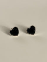 (silver925) black heart earring