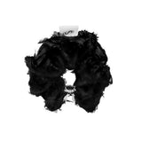 NO.433 [BLACK] HAIR SCRUNCH LACE SILVER RIBBON CLIP