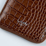 クロコダイルエンボラージウォレット/CROCODILE EMBO LARGE WALLET-TAN BROWN