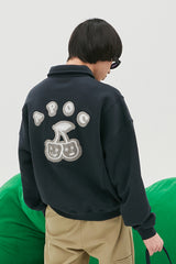 Cherry Bear Half Zipup Crewneck_Navy (6684835414134)