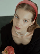 Coral Red Velvet Headband (6611847741558)