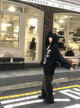 アイズオーバーサイズフィットワッフルニットフーディ