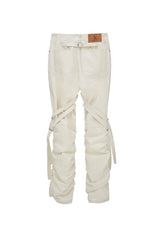 デタッチャブルストラップシャーリングパンツ / DETACHABLE STRAP SHIRRING PANTS (IVORY)