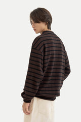クレムカラーレスカーディガンシャツ/Creme collarless cardigan shirt C6 Brown&Black