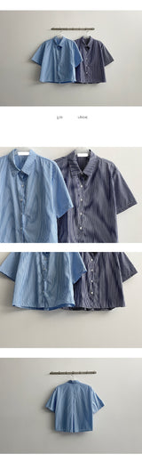 ぺニングストライプクロップドシャツ / Penning Striped Cropped Shirt Shirt