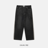 (UNISEX) ピーナッツラインワイドデニムパンツ