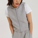 フロントカッティングフードベスト / FRONT CUTTING HOOD VEST MELANGE