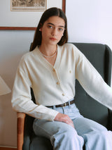 WOOL BLENDED BASIC CARDIGAN IVORY