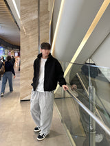 Diagonal line cargo sweat pants
