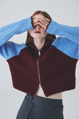 ボウクル2WAYジップアップニット / Boucle 2way Zip-up Knit [Burgundy]