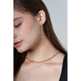 TWIST GOLD CHAIN EARRING (6618489946230)