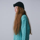 FLUFFY RIBBON BEANIE, BLACK