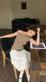 リブドオフスリムトップ