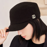 VA Square Stud Wool Bellboy Cap / Black