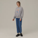 ピーチエンボスドプリントスウェットシャツ / PEACH EMBOSSED PRINT SWEATSHIRT_MELANGE GRAY