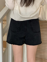 Thin and Fit Cut Capri Slit Denim Pants (2color)