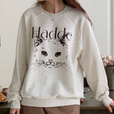 キャットドローイングスウェットシャツ/CAT DRAWING SWEATSHIRTS (OATMEAL)