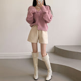 [7color/guaranteed color] Milk Tea Angora V-neck cardigan