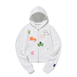 KIRSH X MISAKI KAWAI ARTWORK POINT HOODIE ZIP UP [WHITE]