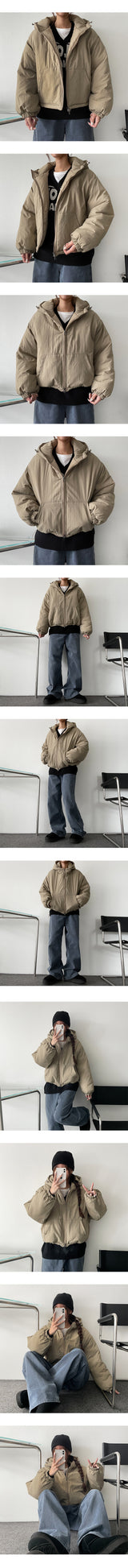 Woo cut two-way cropped hooded padded coat
