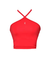 2ウェイホルタースパンクロップスリーブレストップ/2-way halter span crop sleeveless top (red)