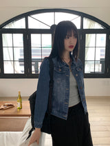 ターンドダメージスリムフィットデニムジャケット