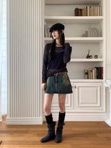 Tito diagonal pleated two-tone long sleeve knit